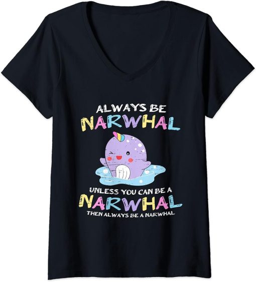 Womens Narwhals Unicorns Of The Sea - Orca Narwhal V-Neck T-Shirt