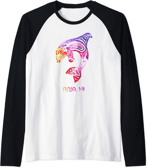 Tribal Paia Orca Killer Whale Indigenous Native Raglan Baseball Tee