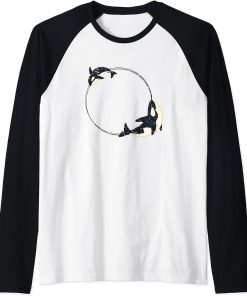 Cool Orcas Whale Sea Animal Cute Orca Lover Raglan Baseball Tee