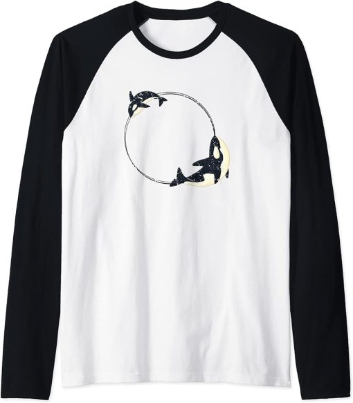 Cool Orcas Whale Sea Animal Cute Orca Lover Raglan Baseball Tee