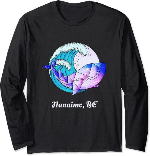 Nanaimo BC Japanese Paint Geometric Orca Killer Whale Long Sleeve T-Shirt