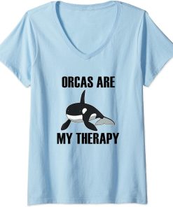 Womens Sea Animal Cute Orca Funny Saying Ocean V-Neck T-Shirt