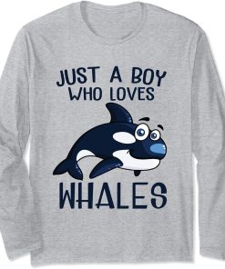 Just A Boy Who Loves Orcas Orcas Lover Nature Wildlife Long Sleeve T-Shirt