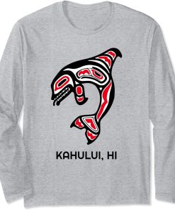 Kahului HI Native Aboriginal Orca Killer Whales Long Sleeve T-Shirt