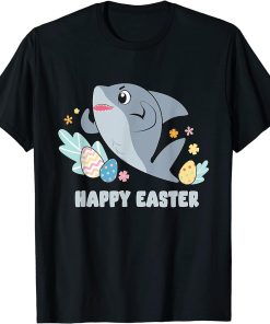 Cute Happy Easter Day Egg Hunt Boys Girls Kids Orca Shark T-Shirt